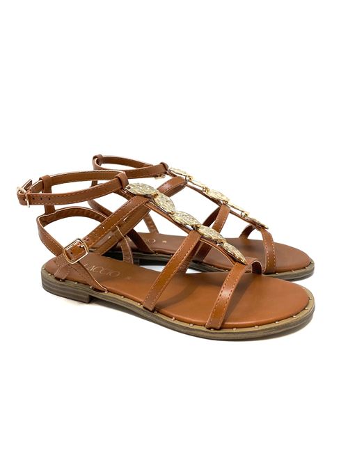 Sandalo donna con accessorio foglia IL LACCIO | 9246SOFTMARRONE